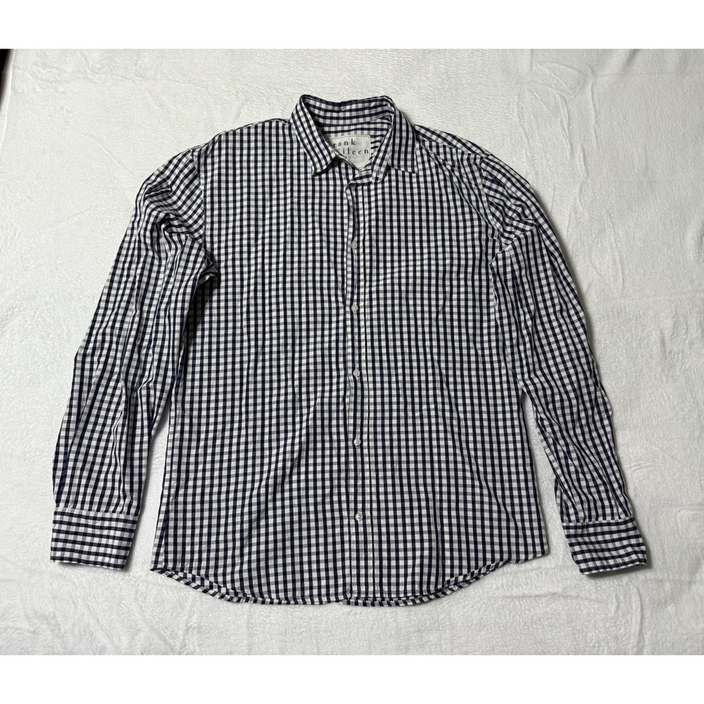 Frank & Eileen Shirt Womens Large Blue White Plaid Cotton Long Sleeve Casual